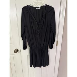 Ramy Brook Allie Tie Front Lace Up Dress Black S